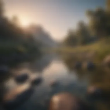 Tranquil Landscape for Meditation Serene landscape illustrating tranquility