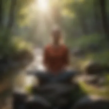 A teacher practicing mindfulness in a peaceful outdoor space