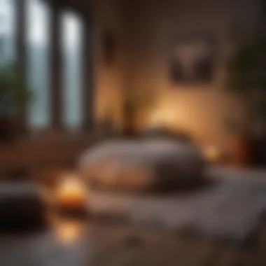 Creating a Meditation Space A cozy corner with cushions and candles for meditation