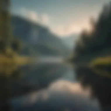 Tranquility in Nature A serene landscape with a tranquil lake reflecting the sky