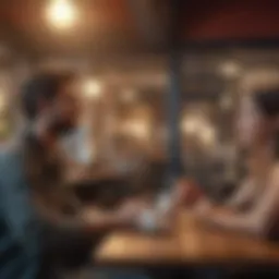 A vibrant café setting where individuals engage in conversation
