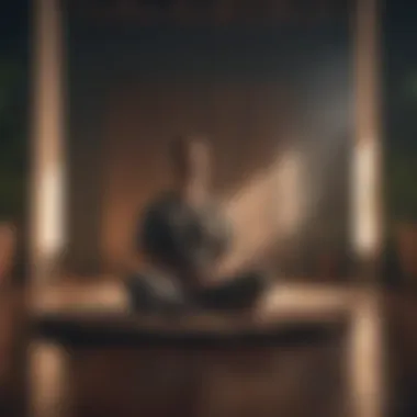 An individual meditating peacefully in a quiet space