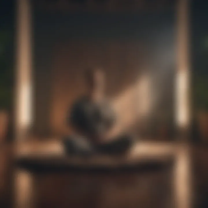 An individual meditating peacefully in a quiet space