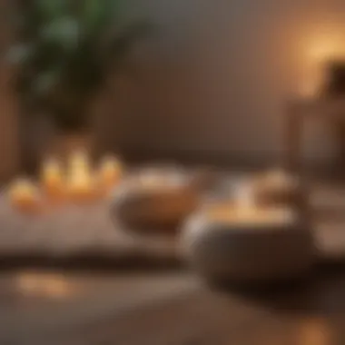 Tranquil Meditation Area Meditation space with soft cushions and candles