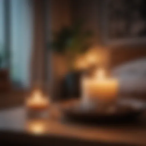 Relaxing evening scene with warm lighting and calming decor