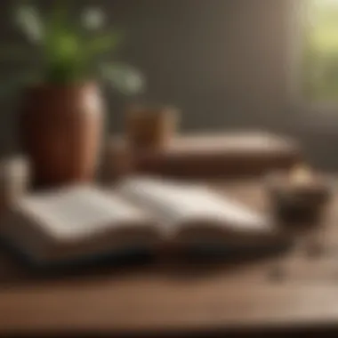 An open book with calming affirmations