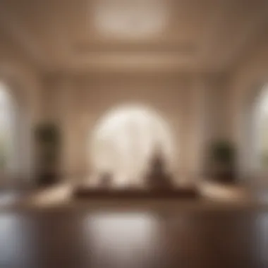 A peaceful meditation space with soft lighting