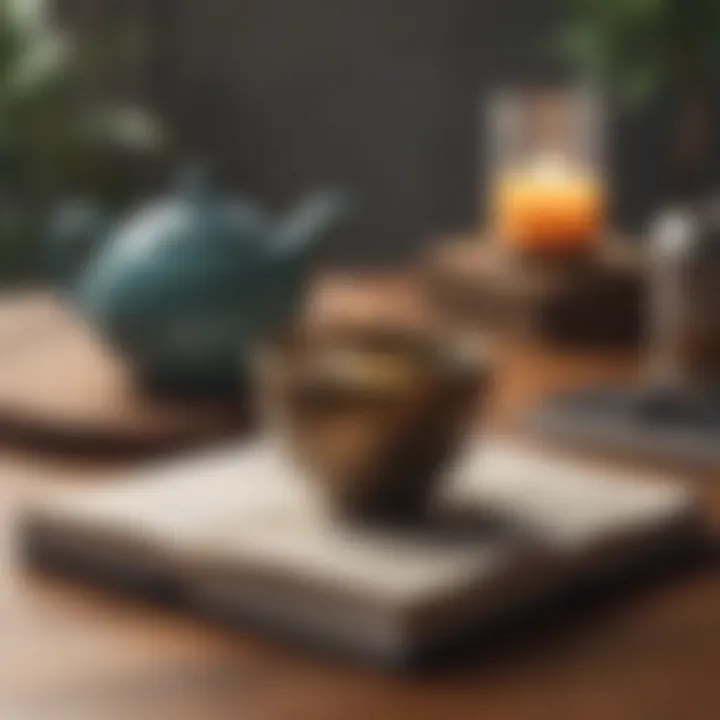 A set of mindfulness tools including a journal and calming teas