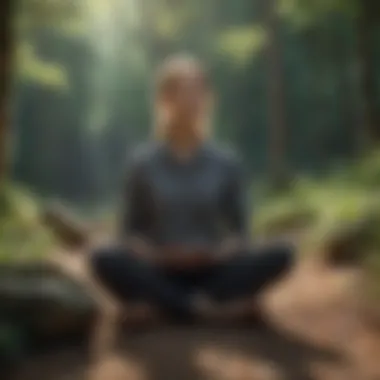 A teacher practicing mindfulness meditation outdoors