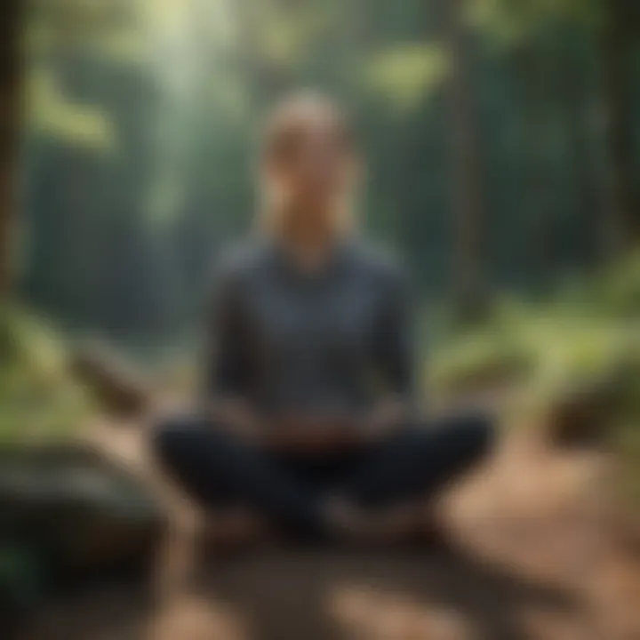 A teacher practicing mindfulness meditation outdoors