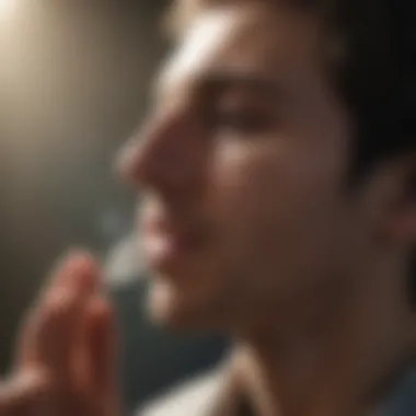 A student using breathing exercises for stress management