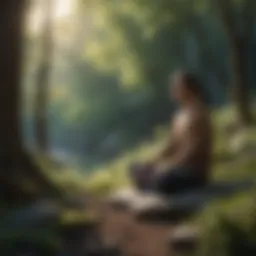 Student practicing mindfulness in a serene environment