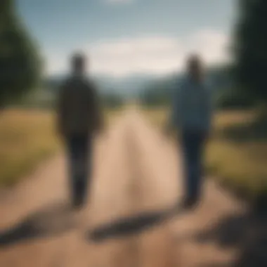 Choosing Independence or Togetherness Two paths diverging to represent choices