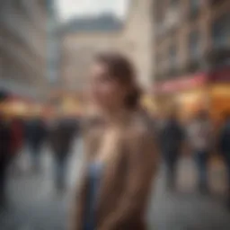 A bustling city square filled with diverse individuals engaging in conversation.