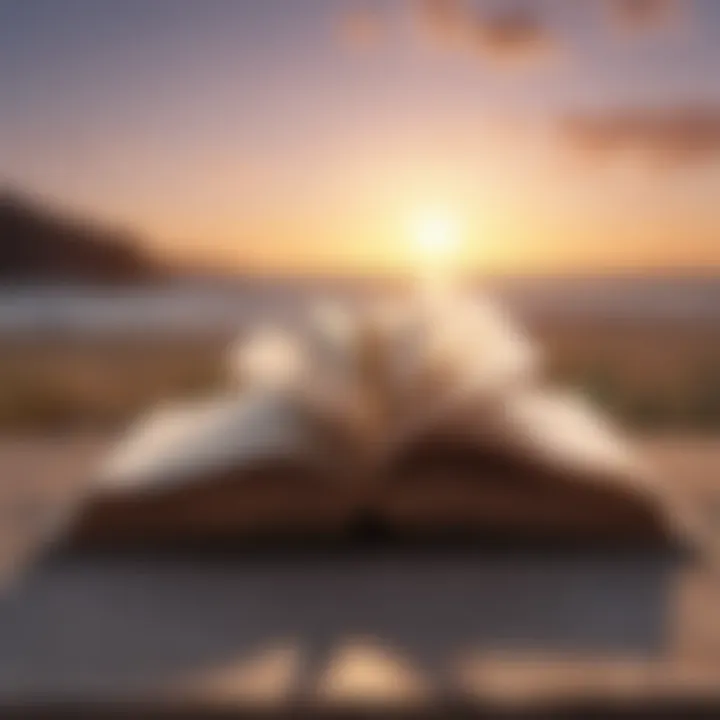 An open book with a sunrise symbolizing new beginnings