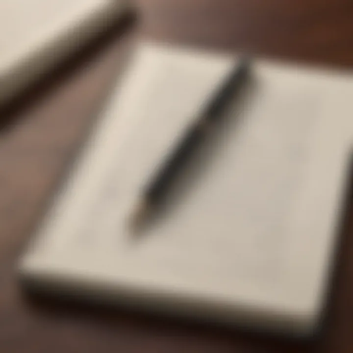A close-up of a notebook with a pen, representing self-reflection and writing