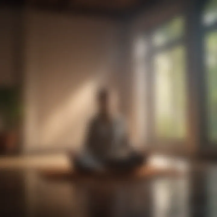 A person meditating in a peaceful environment