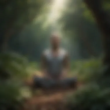 Embracing Mindfulness A person meditating in a peaceful environment surrounded by greenery