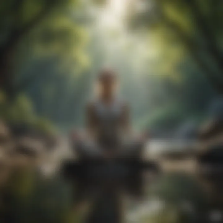 A calm person meditating in a tranquil setting, embodying mindfulness and emotional processing.