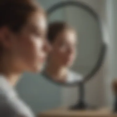 Reflections of Self-Perception A person gazing into a mirror reflecting their thoughts