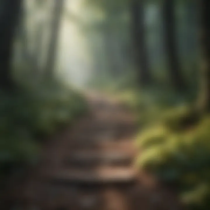 A winding path through a dense forest