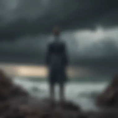 Strength in Adversity A person standing strong against a storm, symbolizing resilience
