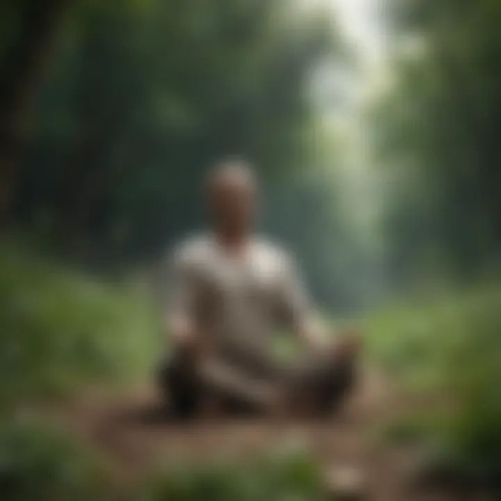 A person meditating amidst nature to symbolize self-compassion