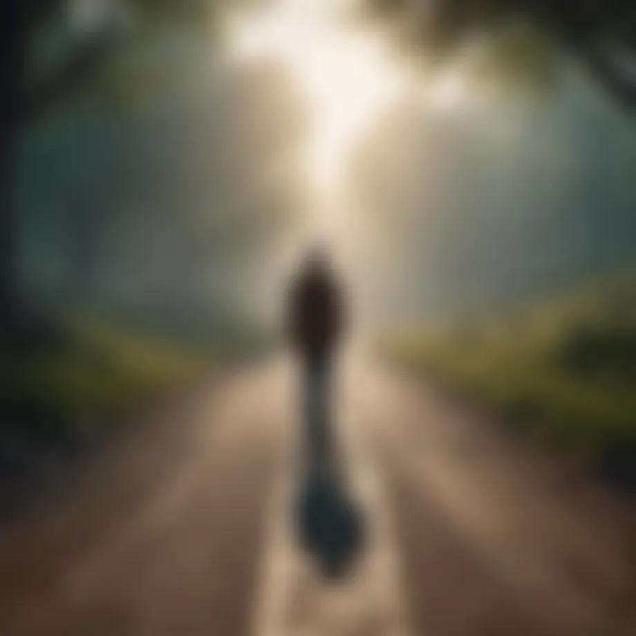A lone figure standing at a crossroads, contemplating the path ahead.