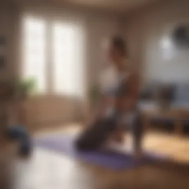 A person engaging in a home workout routine.