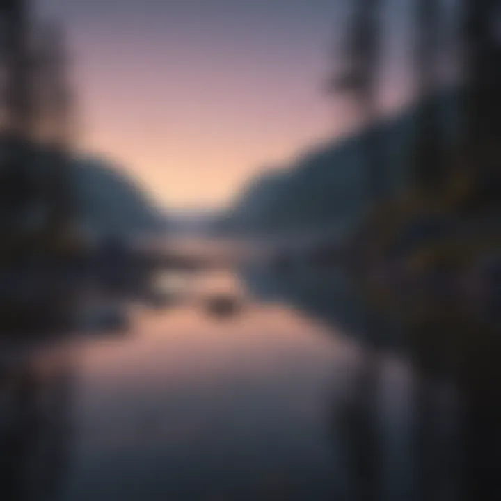 A tranquil landscape during twilight, symbolizing reflection and introspection.