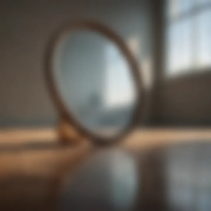 An empty mirror symbolizing self-reflection and internal struggle