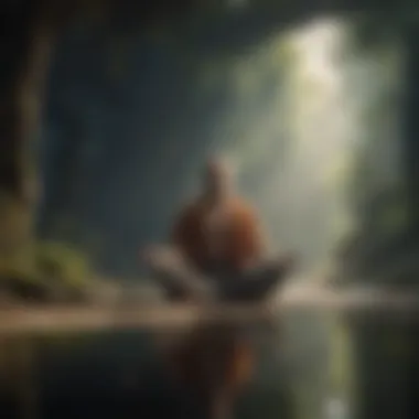 A person meditating in a tranquil environment