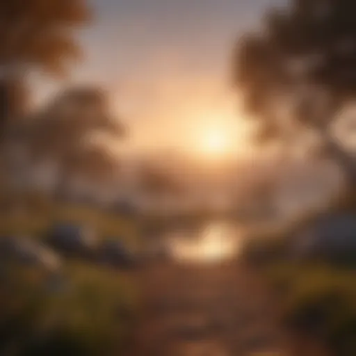 A serene landscape with a sunrise, symbolizing new beginnings and spiritual awakenings.