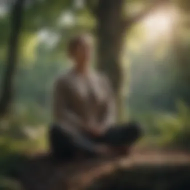 A person meditating in nature