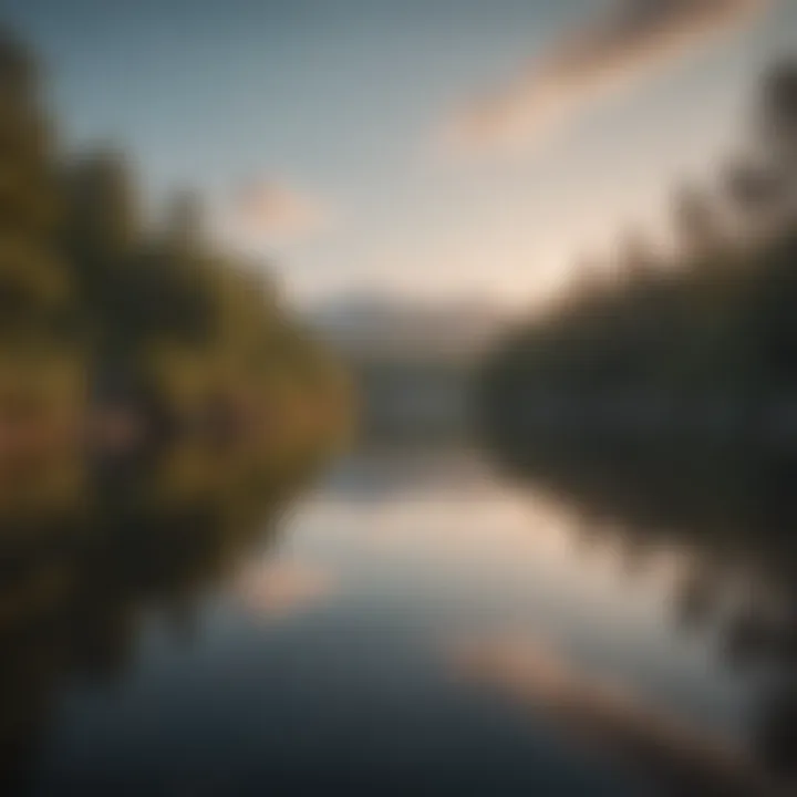 A tranquil lake reflecting the sky, representing calmness and clarity.