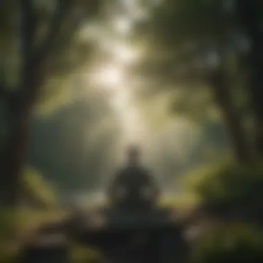 Embracing Mindfulness in Nature A person meditating in nature, surrounded by tranquility