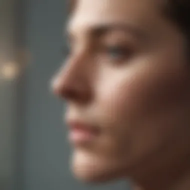 Reflecting on Personal Well-Being A close-up of a thoughtful individual reflecting on personal well-being