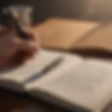 The Journey of Writing Your Story A journal open with a pen, representing personal growth