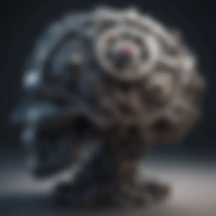 A brain with gears representing cognitive restructuring