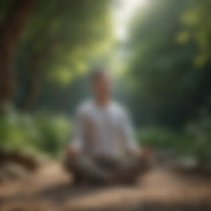 A person meditating in a peaceful environment