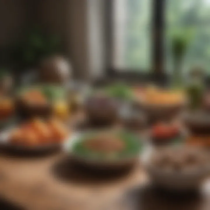 Healthy food options arranged beautifully on a table