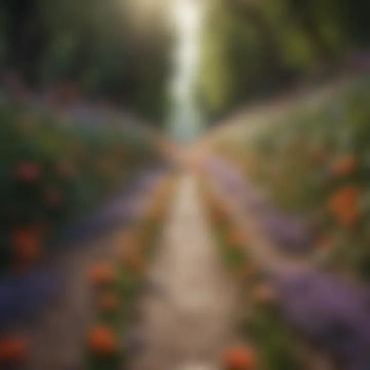 A vibrant path lined with flowers symbolizing the journey of self-love