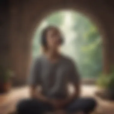 Meditation and Music Connection A peaceful person meditating with headphones, immersed in calming sounds.