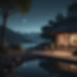 Serene nighttime scene with calming colors