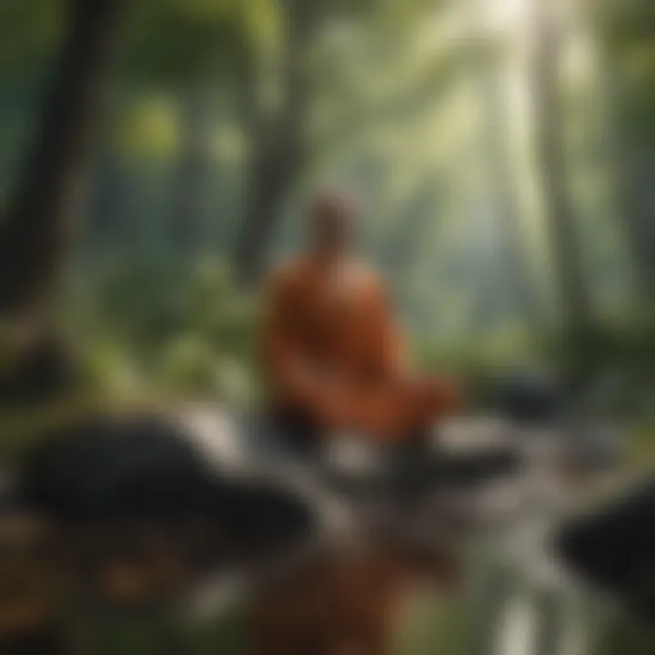 Illustration of a person practicing mindfulness in nature