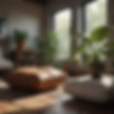 Incorporating Mindfulness into Daily Routine A meditation corner with cushions and plants