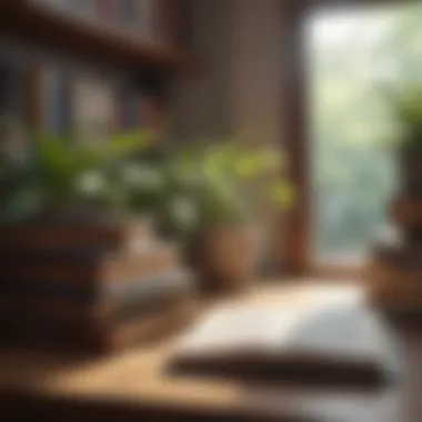 Creating a Sanctuary for Growth An inspiring workspace filled with motivational quotes and personal growth books