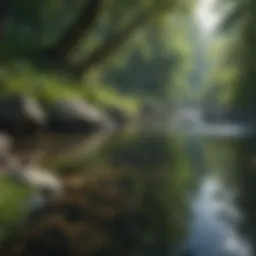 Tranquil scene of nature with calming water and greenery