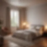 Tranquil bedroom environment with soft lighting