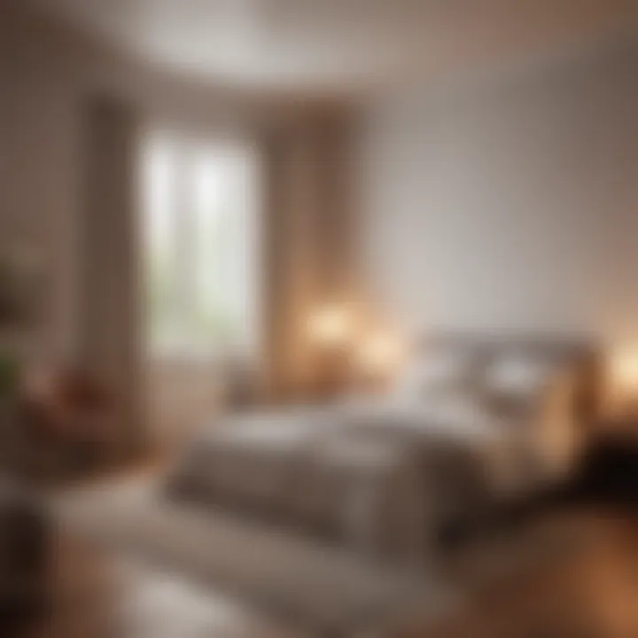 Tranquil bedroom environment with soft lighting